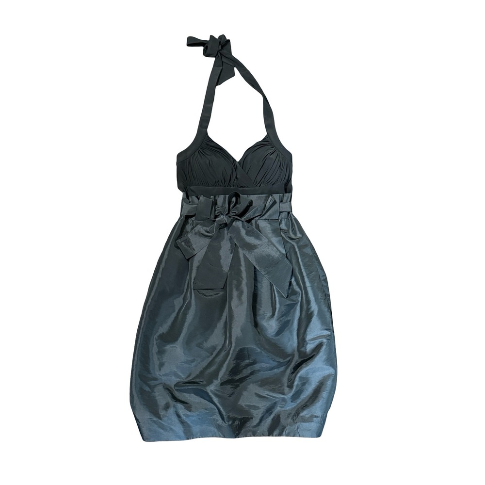 BCBG Paris Dress Women 2 Black Halter Bow Cocktail Party Mini Dance Club Wedding